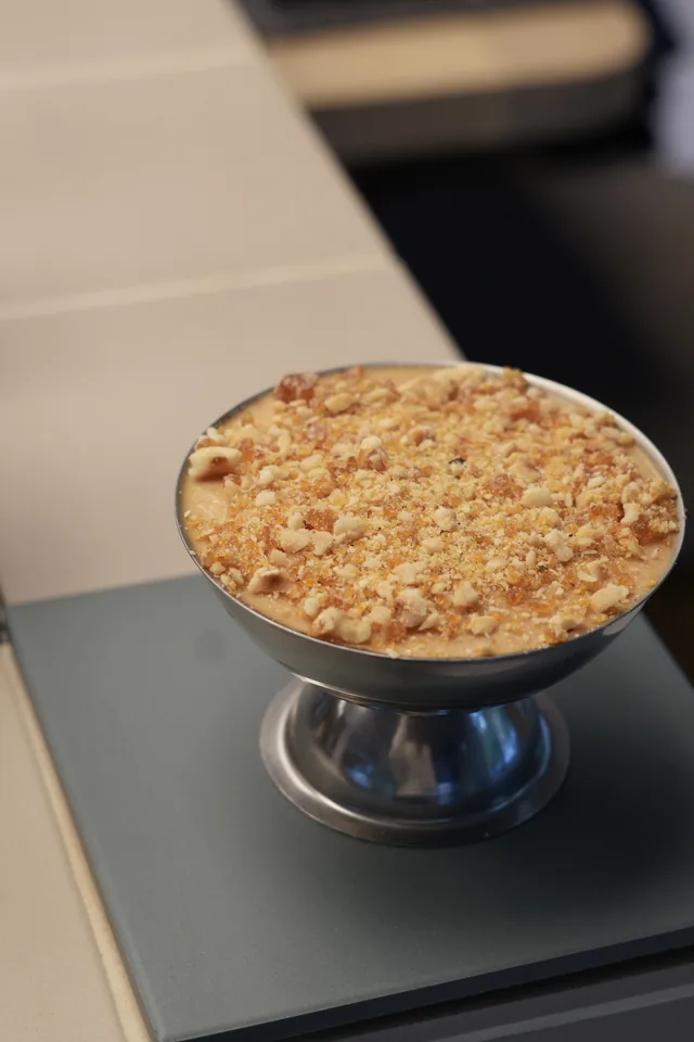 Hazelnut praline tiramisu in a coppa